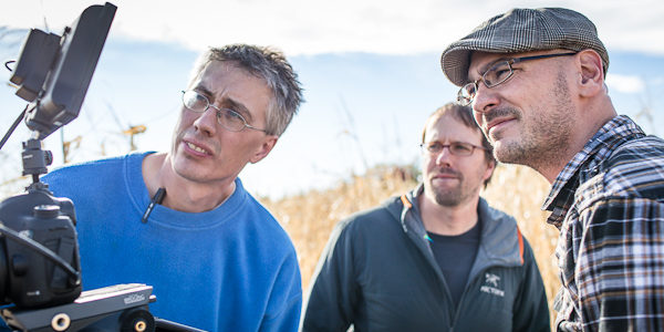 The main collaborators behind Sophia, on set. Left to right: camera afficianado/producer Cam Belseth, writer/director Rory Mells, director of photography Chris Beauchamp. Photo by Laura Beauchamp.